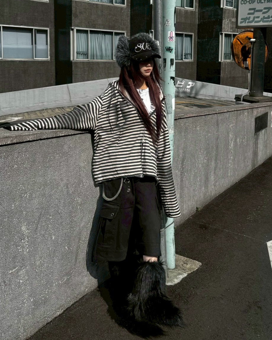 【Never mind the XU】spray cross zip up hoodie (3color)