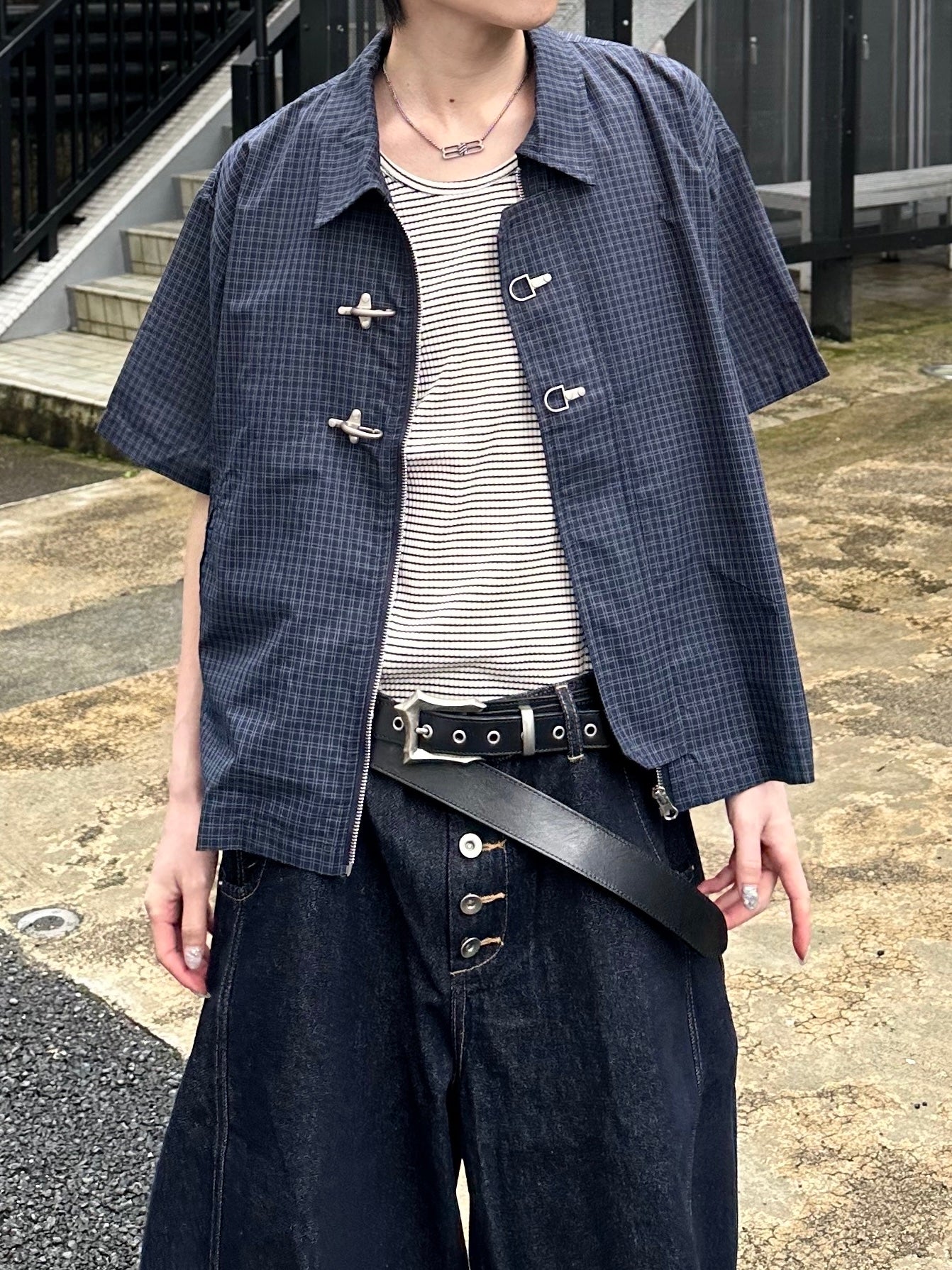 大阪店WEB限定受注制【Chikashitsu +】double buckle shirt jacket (2color)