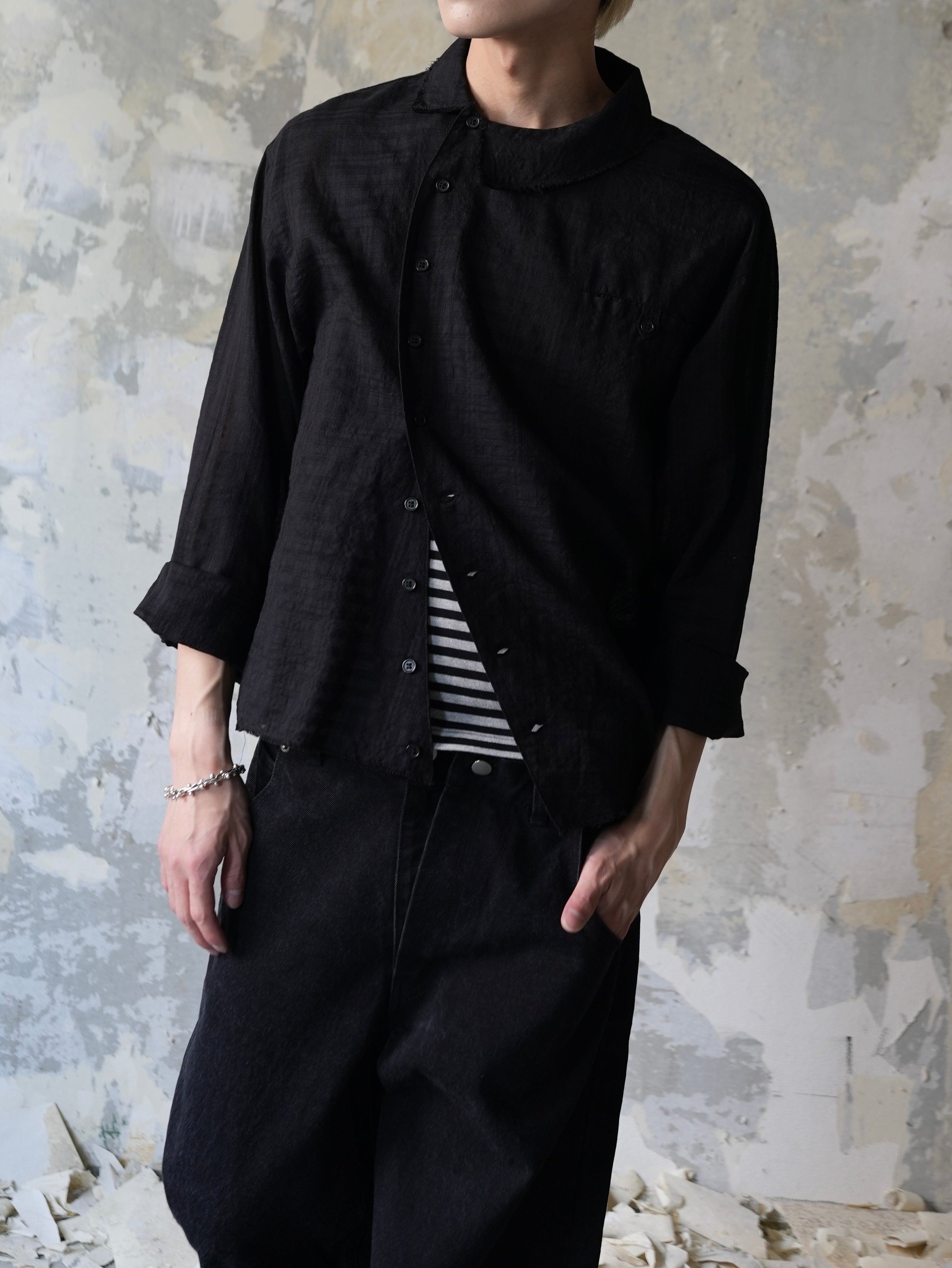 【Lee fi Ne】Offset Sheer Check Shirt