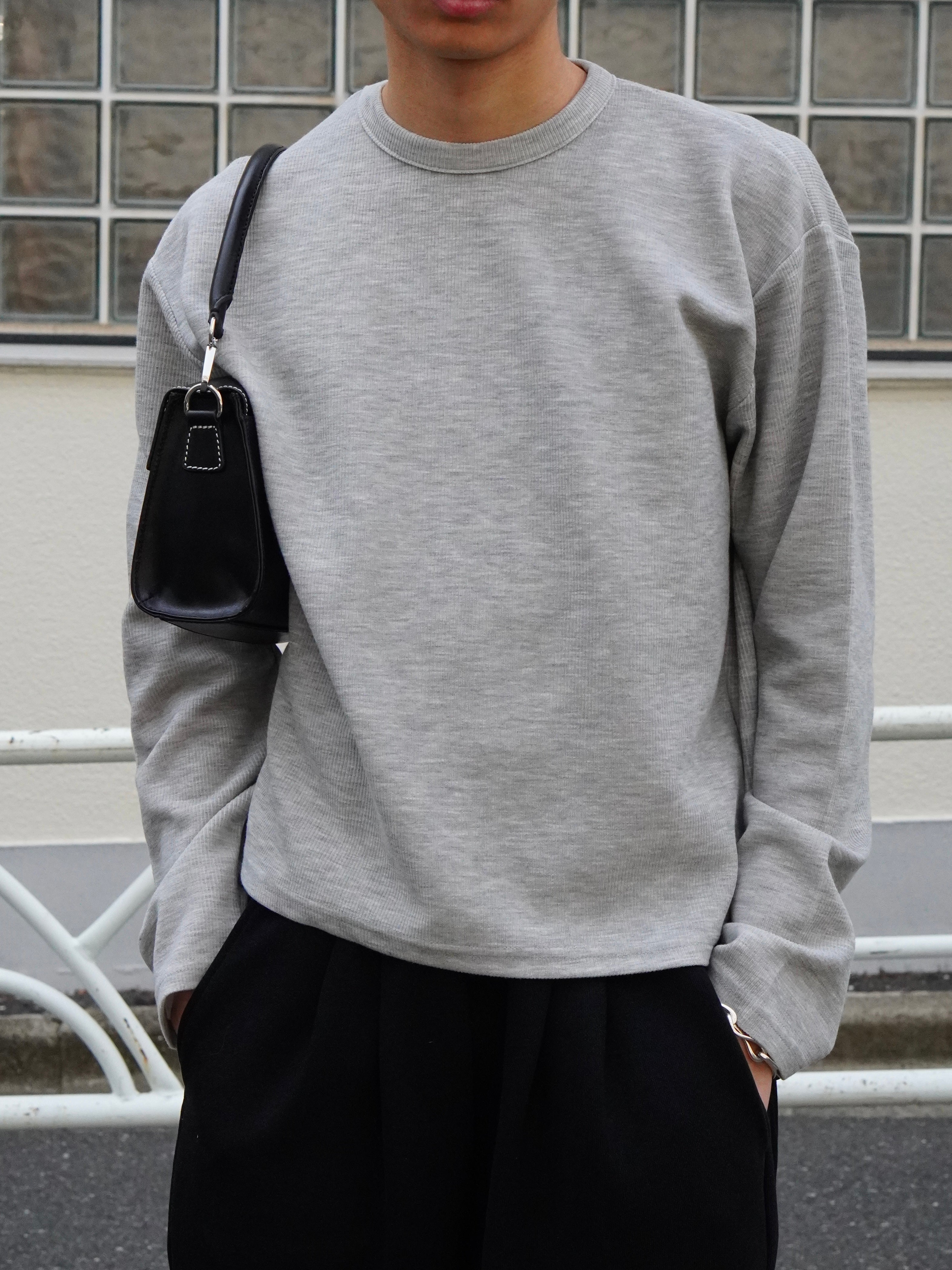 東京店WEB限定受注制【Chikashitsu +】cropped rib knit tee (2color)