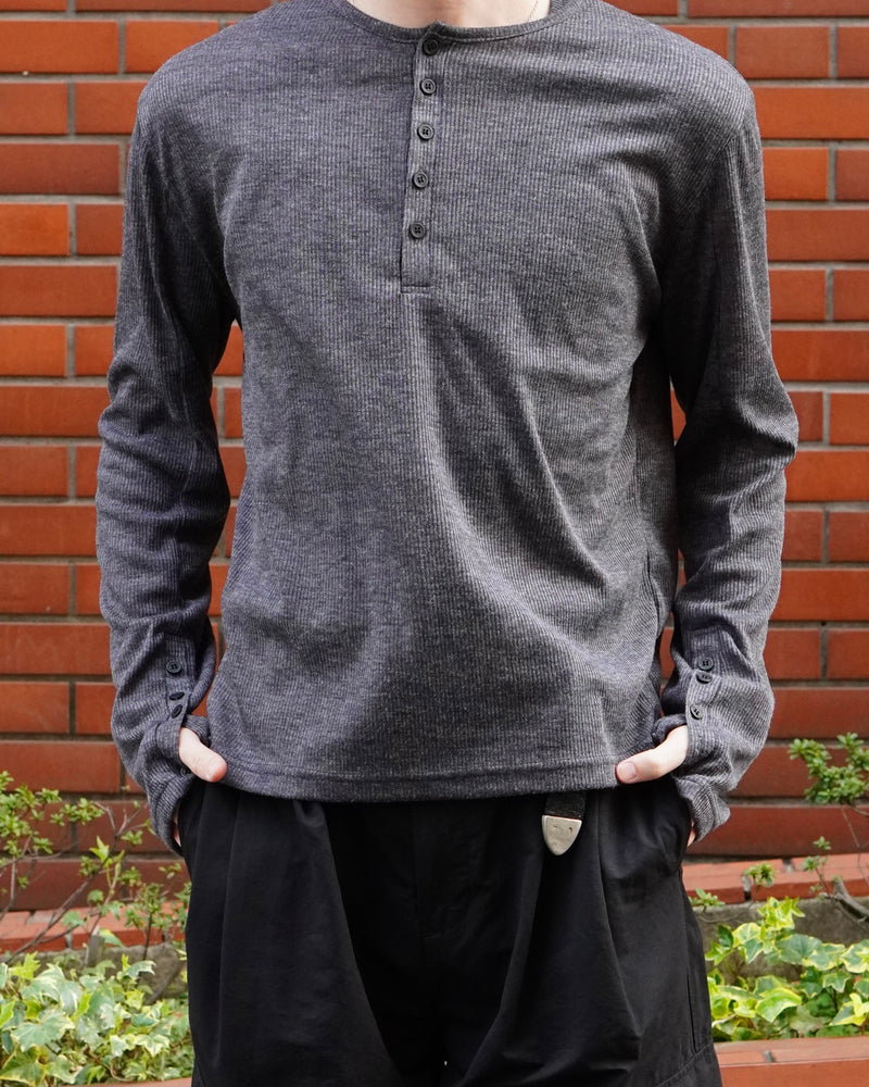 東京店WEB限定受注制【Chikashitsu +】rib knit henley neck tee (3color)