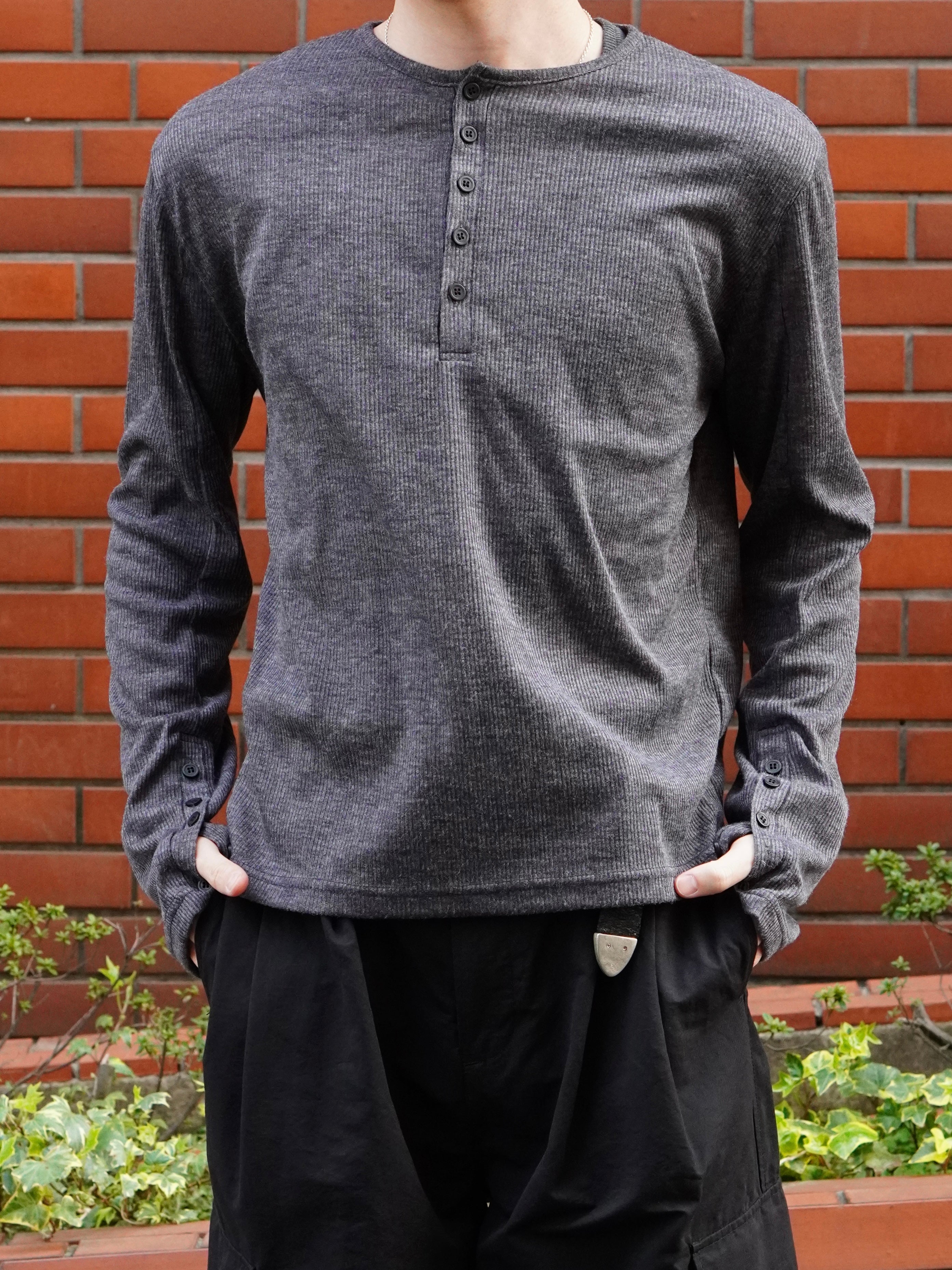 東京店WEB限定受注制【Chikashitsu +】rib knit henry neck tee (3color)