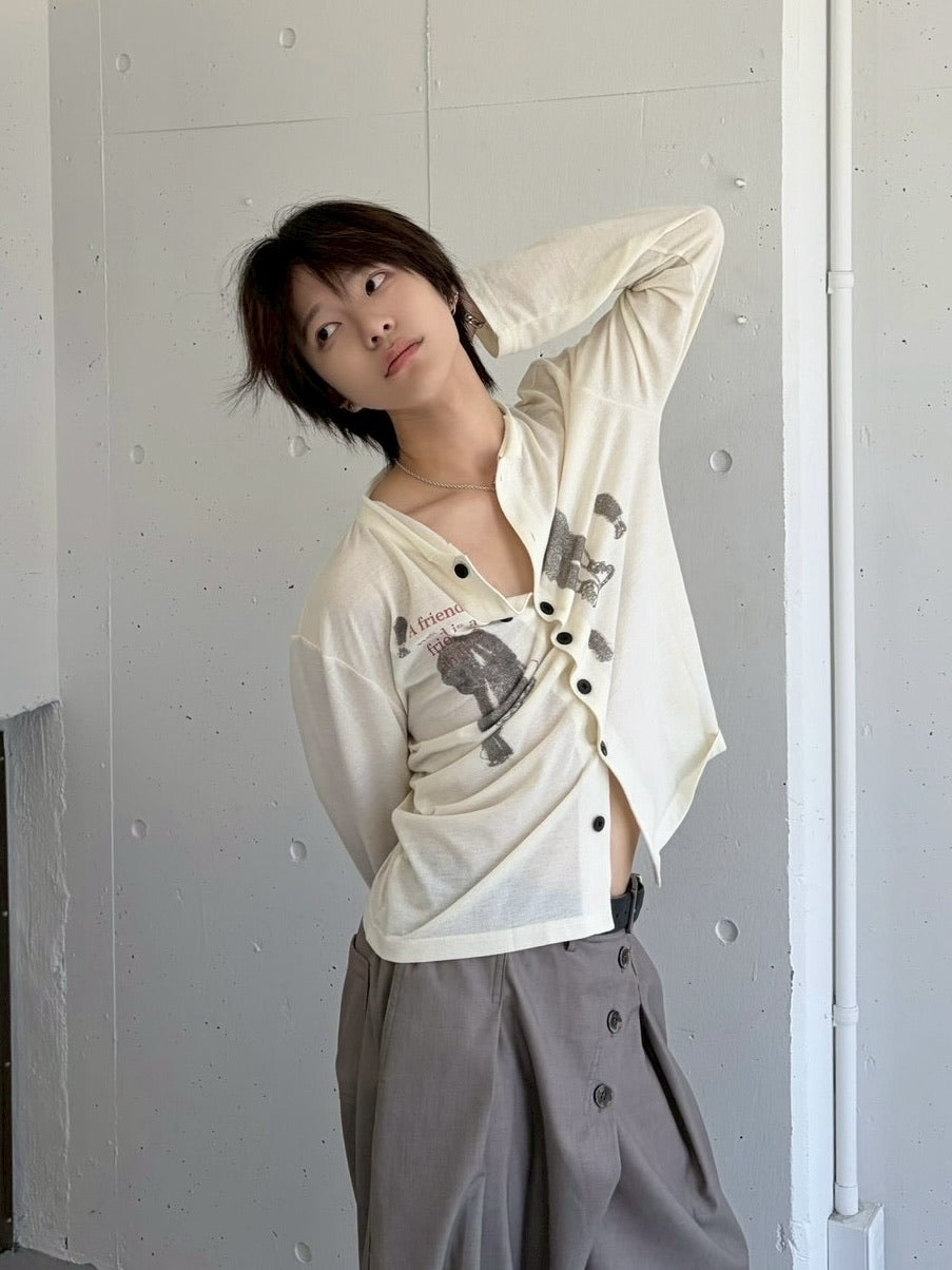 国際配送【LUV CODE】stand collar shirt (2color)
