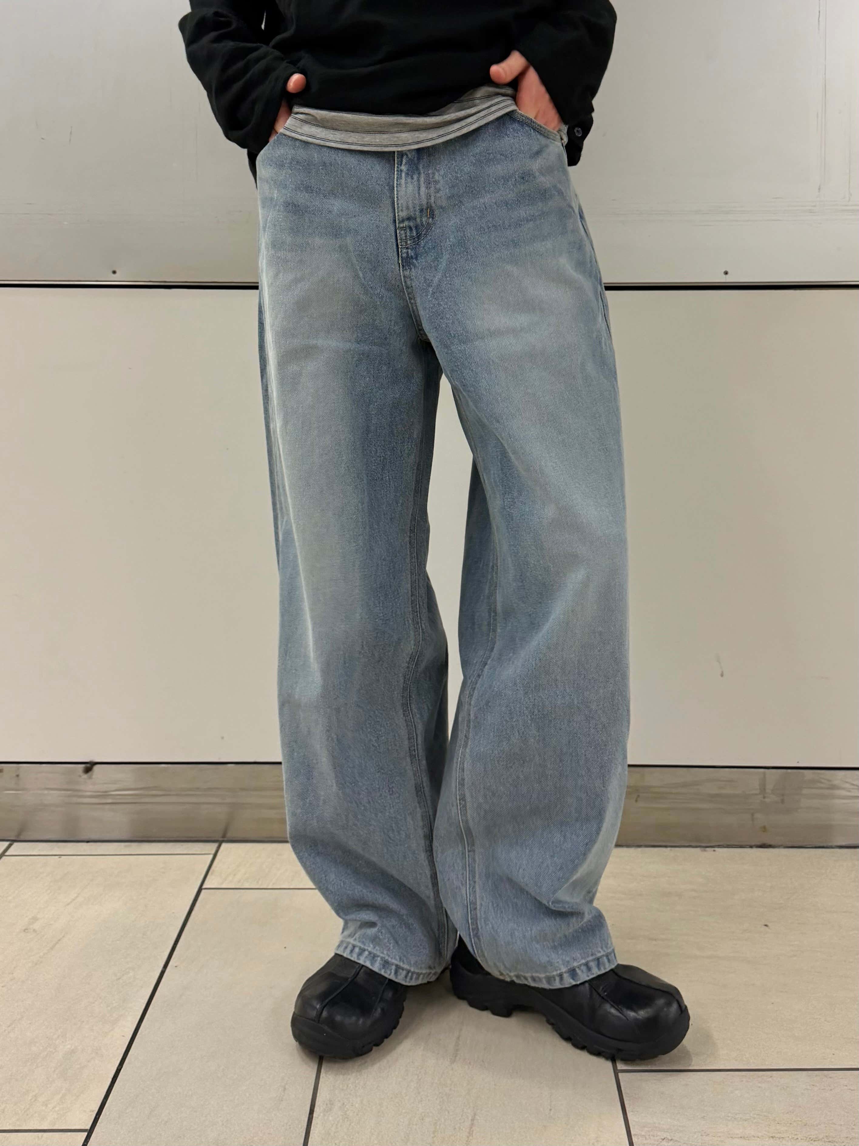 東京店WEB限定受注制【Chikashitsu +】washed wide straight denim