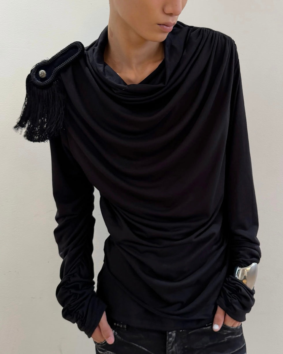 【LECYTO】Gathered Drape Long Sleeve