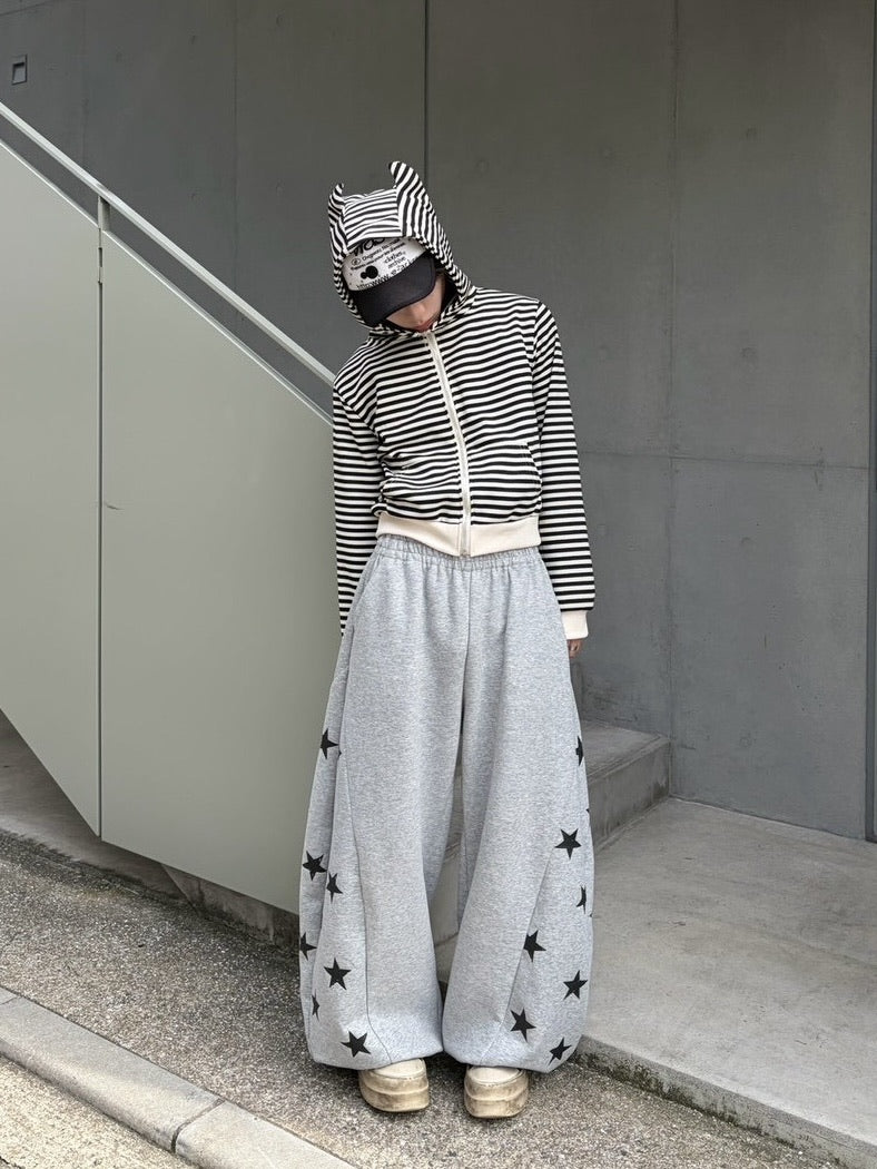 国際配送【LUV CODE】stripe cropped zip up hoodie