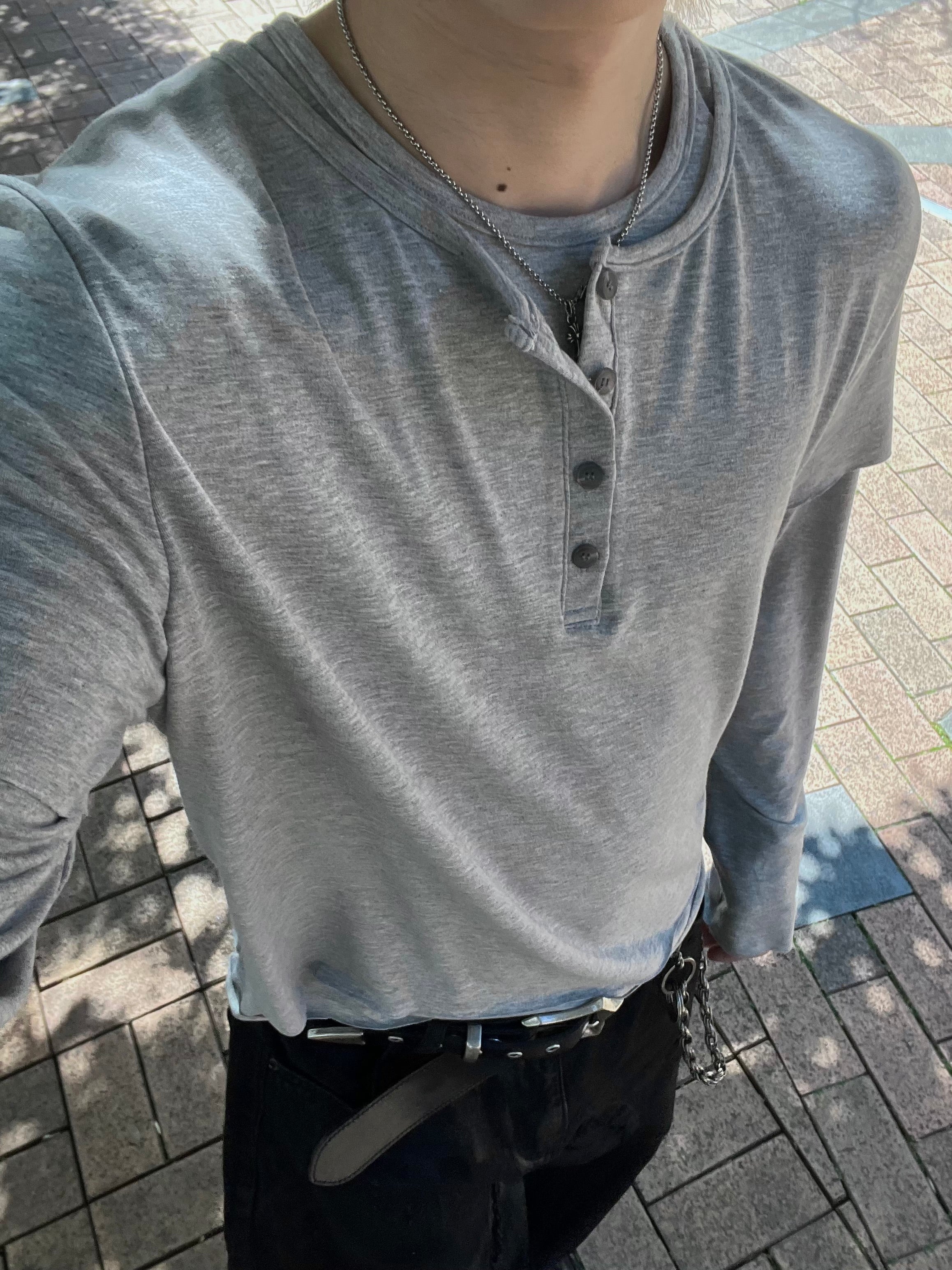 大阪店WEB限定受注制【Chikashitsu +】double layer henry long sleeve (3color)