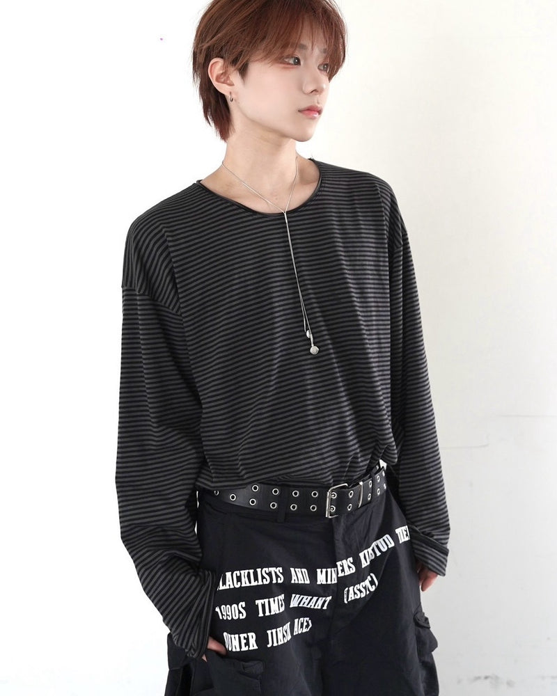 受注制【LUV CODE】stripe long sleeve tee 2 (2color)
