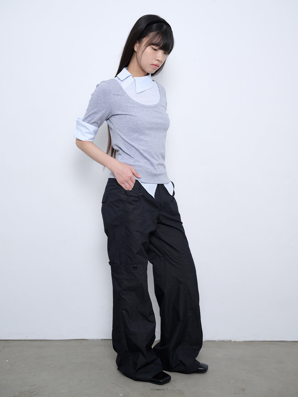 【TUOMIO】ASYMMETRIC COLLAR TOP