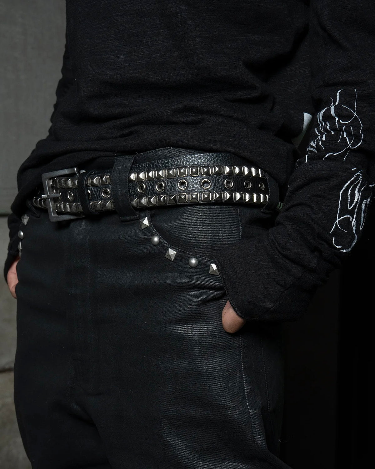 【TYPE SHADE】REAL LETHER W LINNE STUDS BELT