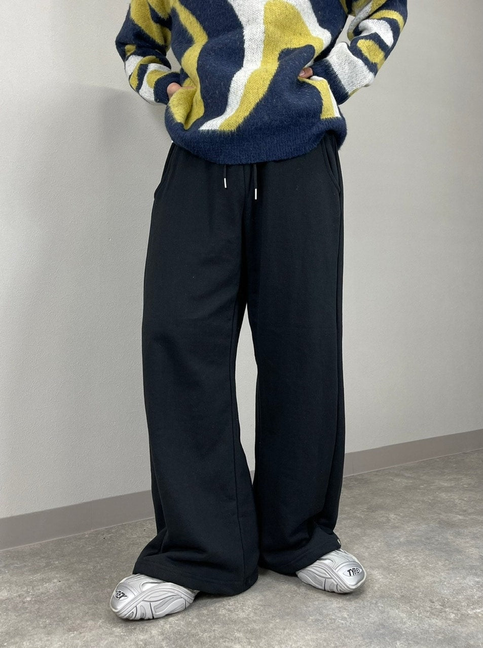 受注制【Chikashitsu +】snap button sweat pants (2color)