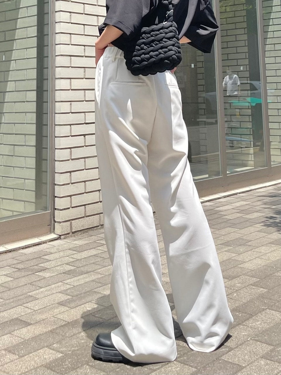 【Chikashitsu + ORIGINAL】full length flare slacks (2color)