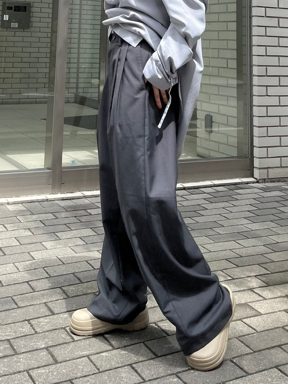 受注制【Chikashitsu +】wide tuck slacks (3color)