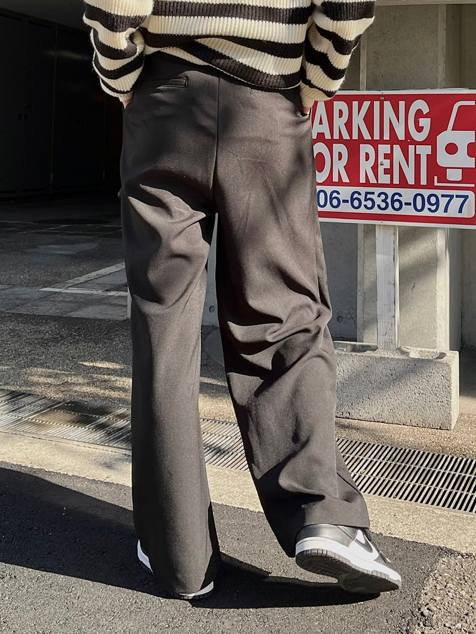 【Chikashitsu +】waist belt tuck slacks (3color)