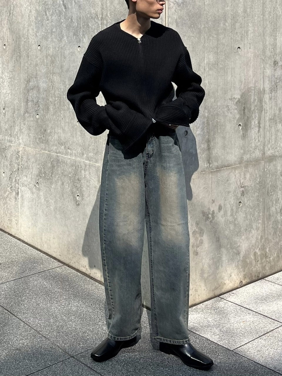 受注制【Chikashitsu +】vintage wash semi wide denim pants / 【チカシツプラス】ヴィンテージウォッシュセミワイドデニムパンツ