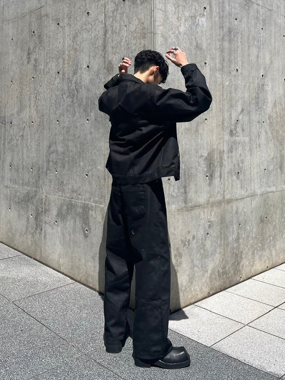 受注制【Chikashitsu +】set up design denim pants (2color)