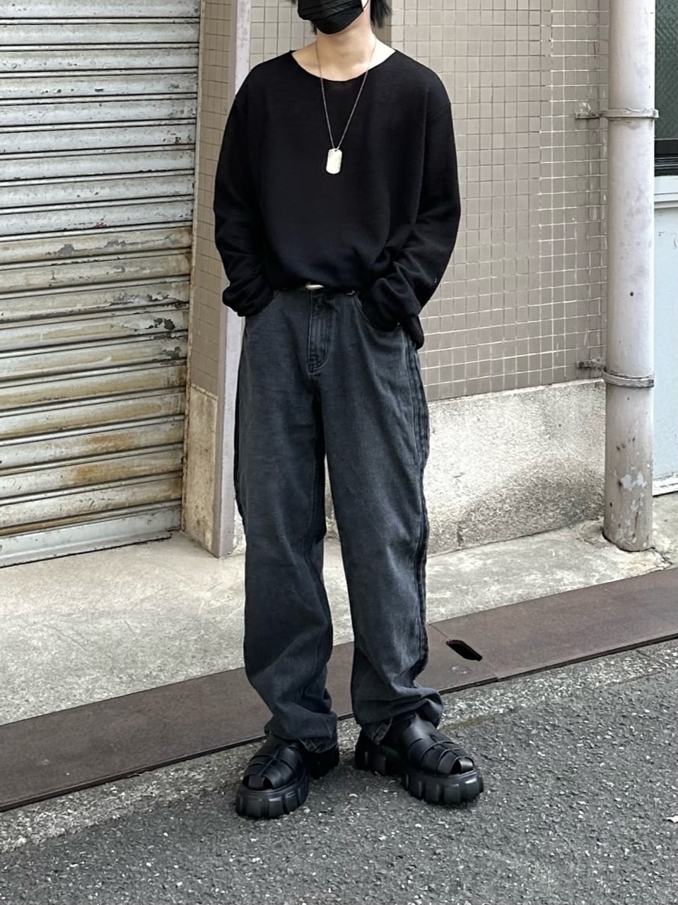 受注制【Chikashitsu +】see-through long sleeve knit (2color) / 【チカシツプラス】シースルー長袖ニット