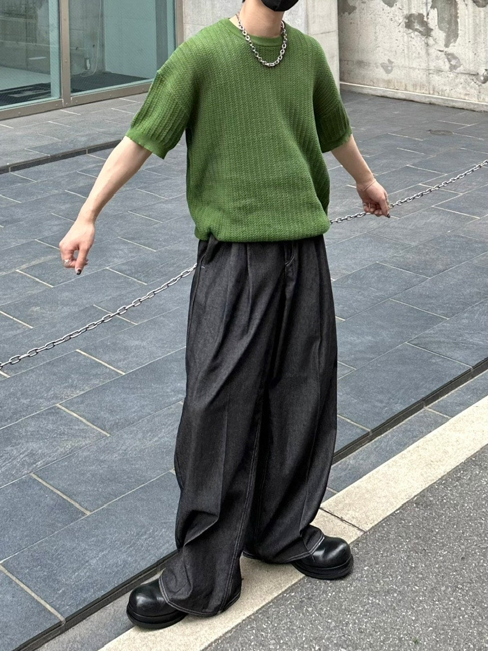受注制【Chikashitsu +】2tuck denim slacks (2color)