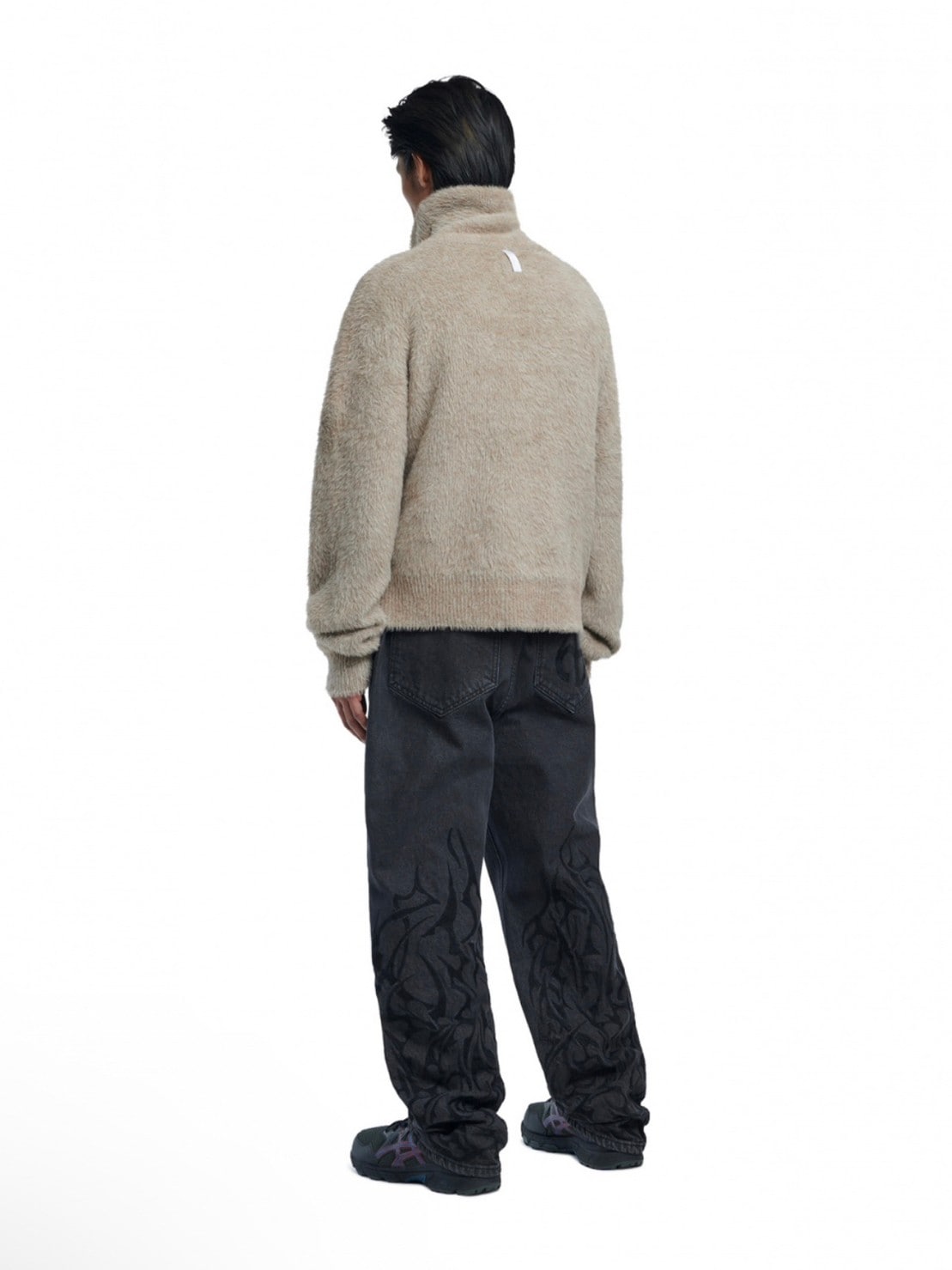 【NOMANUAL】HIGH NECK HAIRY KNIT ZIP-UP
