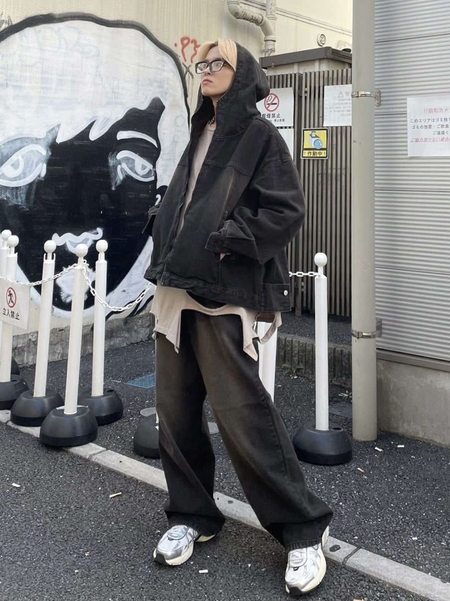 受注制【Never mind the XU】setup denim jacket (2color) / 【ネバーマインドザエックスユー】セットアップフードジップアップパーカーデニム長袖ジャケット