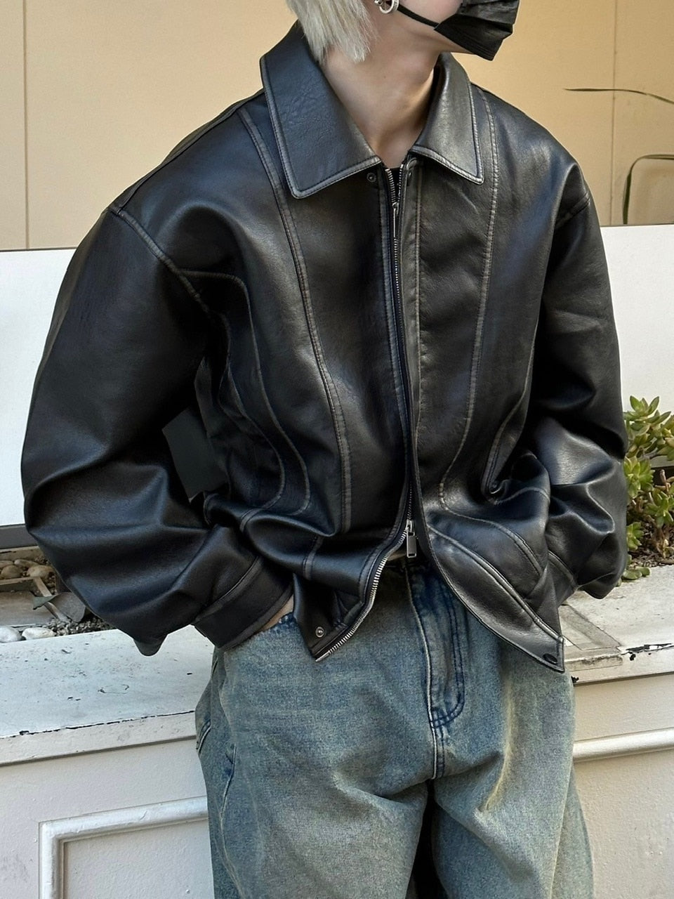 受注制【Chikashitsu +】leather blouson (2color)