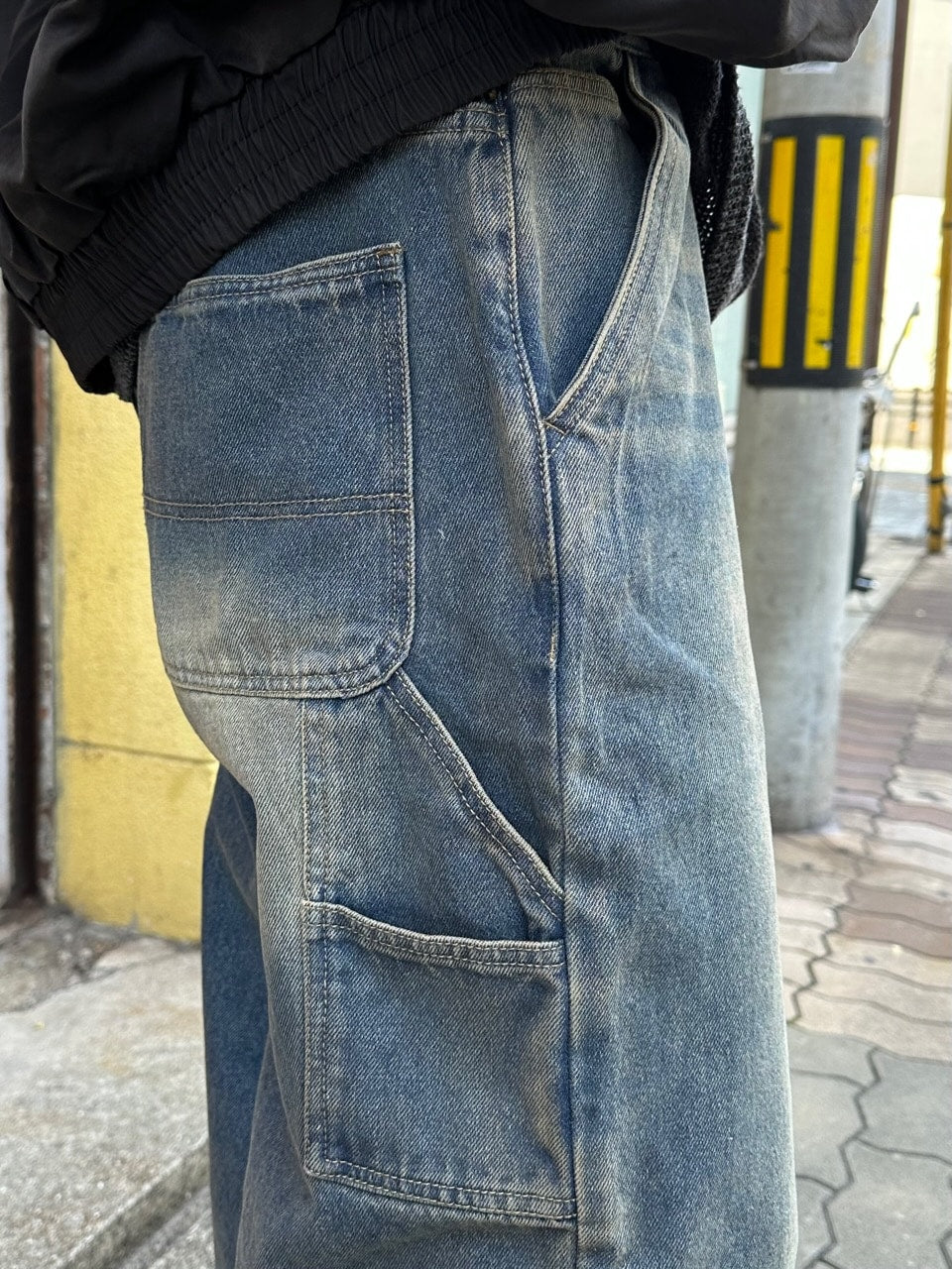 大阪店WEB限定受注制【Chikashitsu +】vintage wash carpenter denim pants (2color)