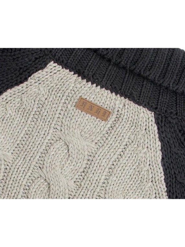 【runningHIGH】COLOR BLOCK TURTLENECK ZIP UP KNIT PULLOVER