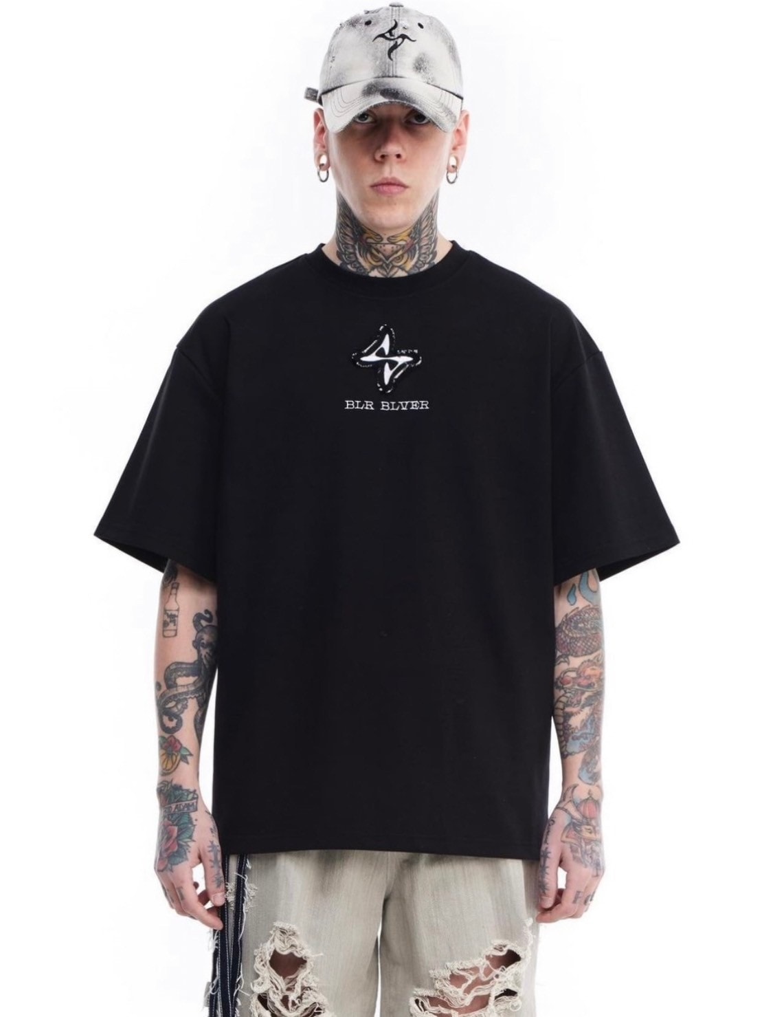 【BLR BLUER】Raw-edged Logo T-shirts