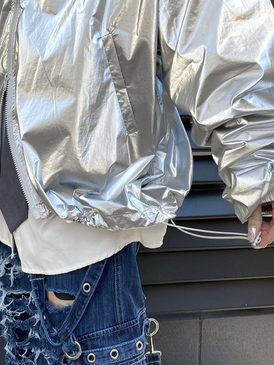 受注制【Never mind the XU】metallic hood jacket (2color)