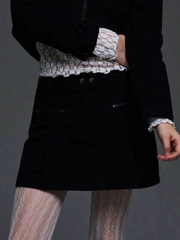 【FANCY CLUB】BIKER PINTUCK MINI SKIRT
