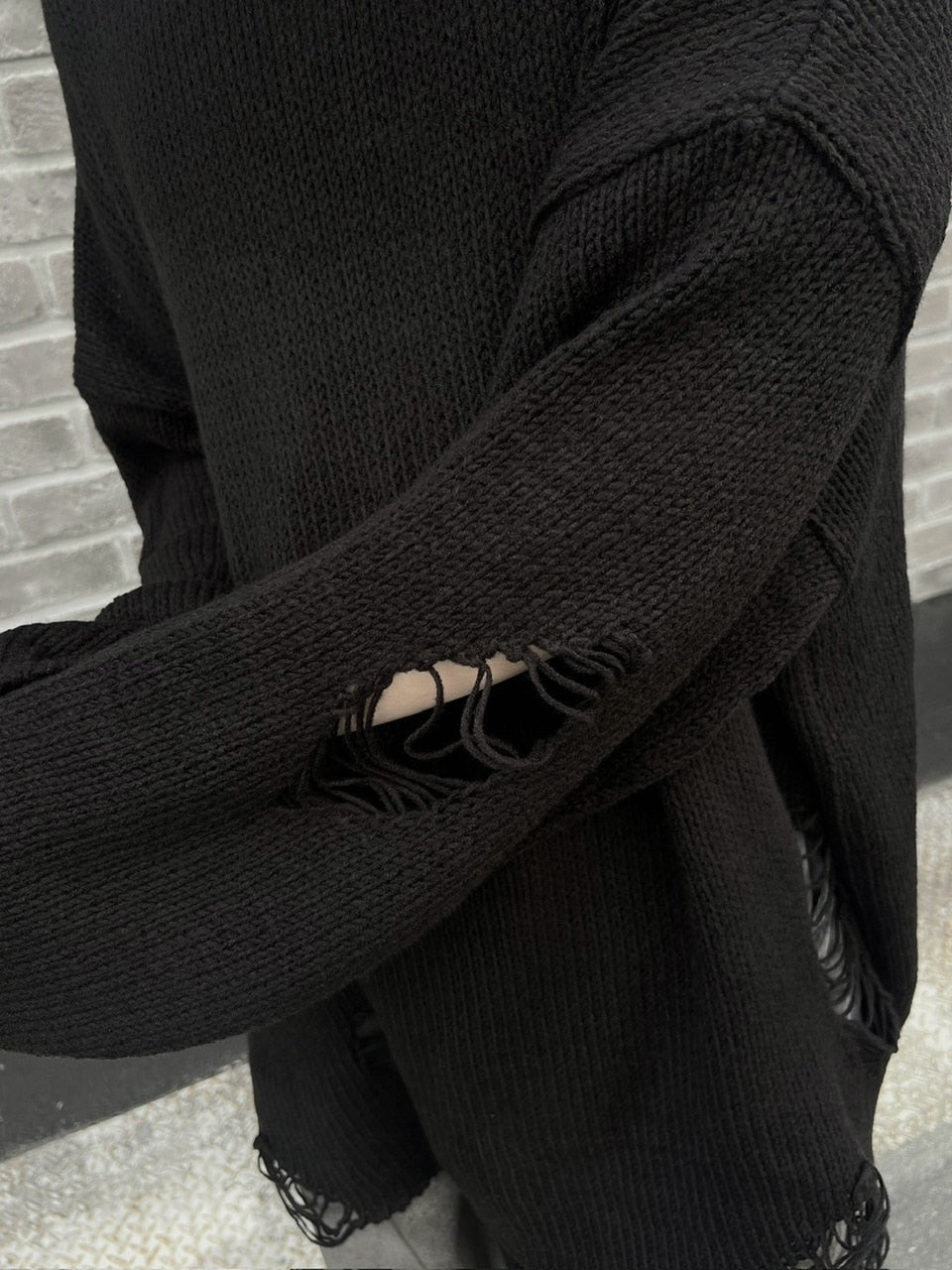 受注制【Chikashitsu +】oversized damage knit (2color) / 【チカシツプラス】オーバーサイズダメージ長袖ニット