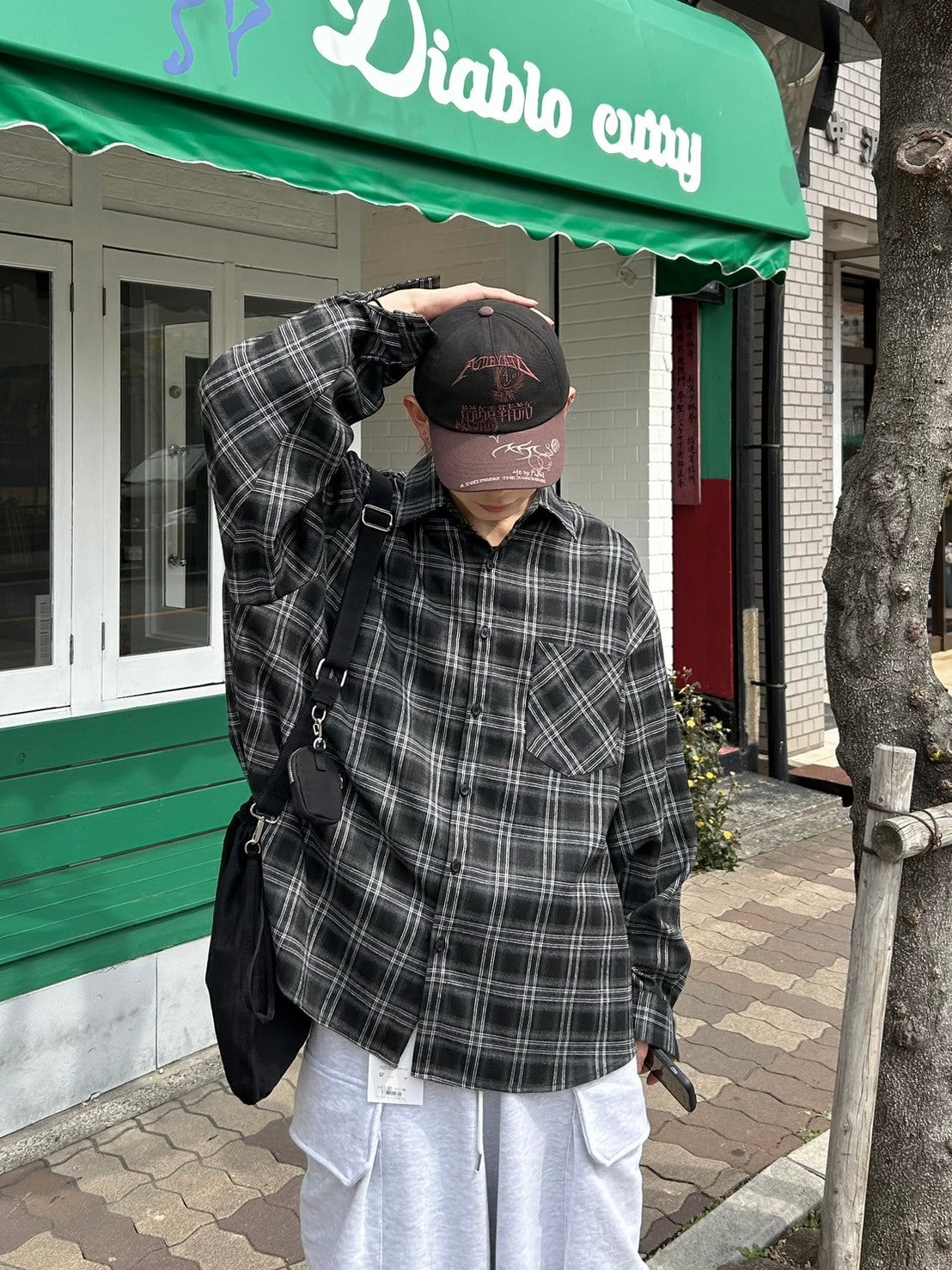 受注制【Chikashitsu +】oversized check shirt