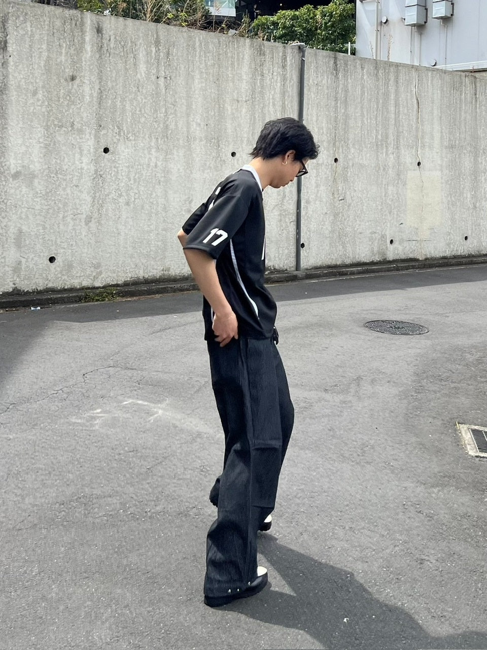 受注制【Chikashitsu +】snap button hickory stripe pants / 【チカシツプラス】スナップボタンヒッコリーストライプデニムパンツ