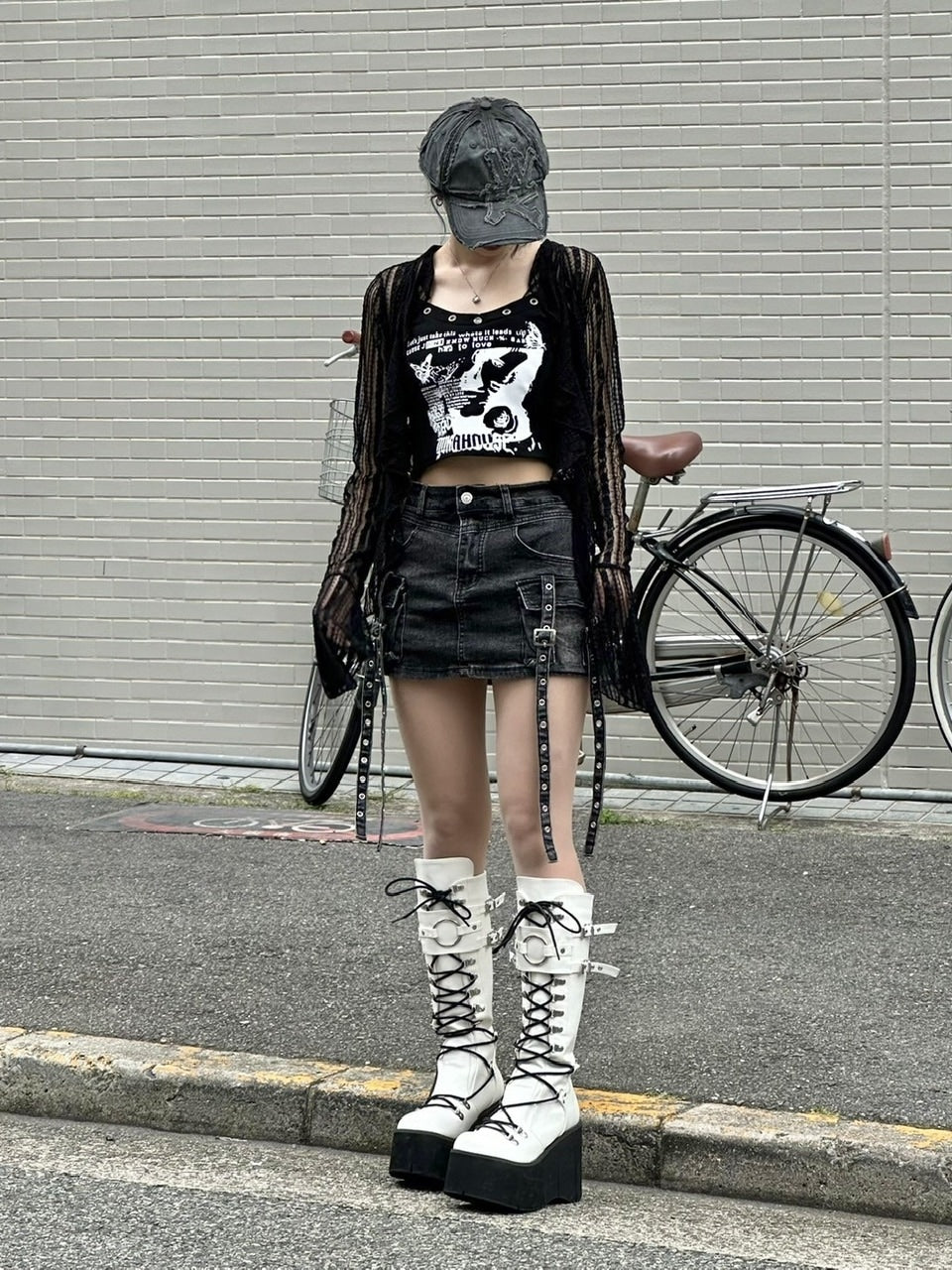 受注制【Never mind the XU】cargo denim skirt (2color)