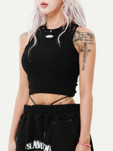 【HOLY NUMBER 7】Women's Dancer Crop Tank Top / 【ホーリーナンバーセブン】ダンサークロップロゴプリントタンクトップ