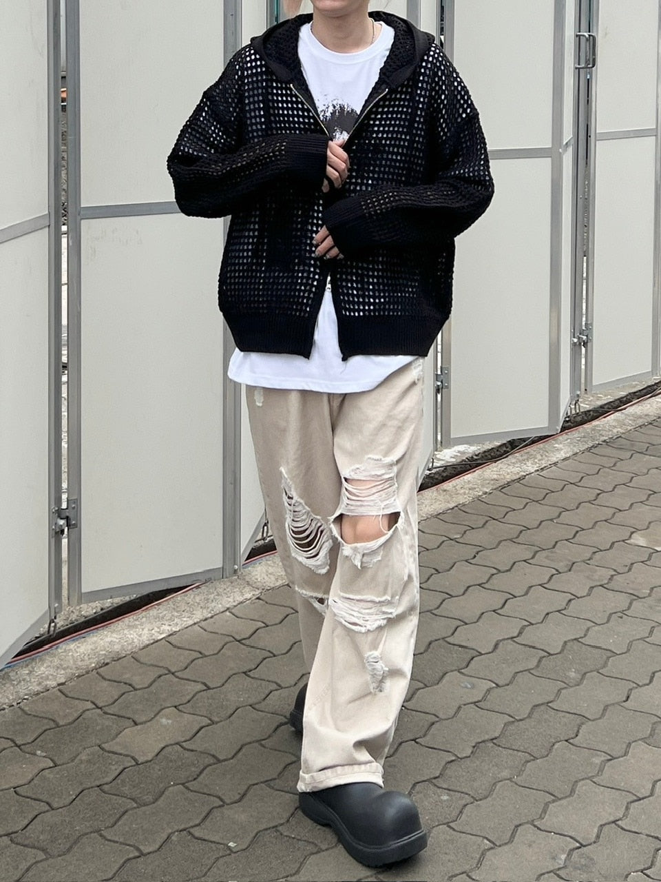 受注制【Chikashitsu +】damage cotton volume pants
