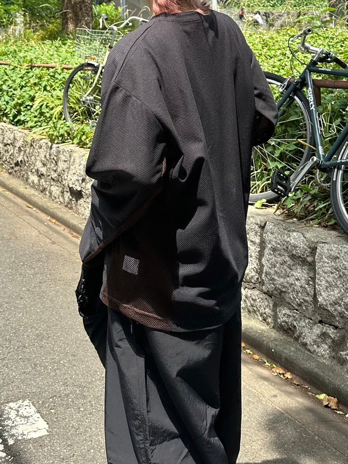 受注制【Chikashitsu +】side pattern mesh long sleeve