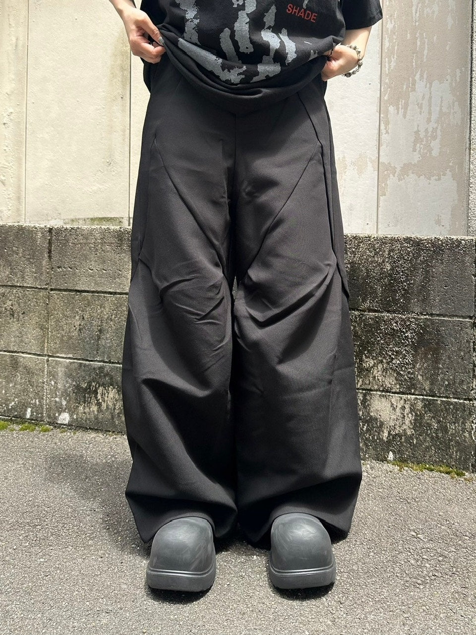 【Chikashitsu +】pattern design slacks (2color)