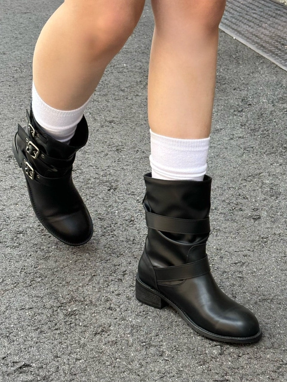 受注制【OaKS】belt strap middle boots