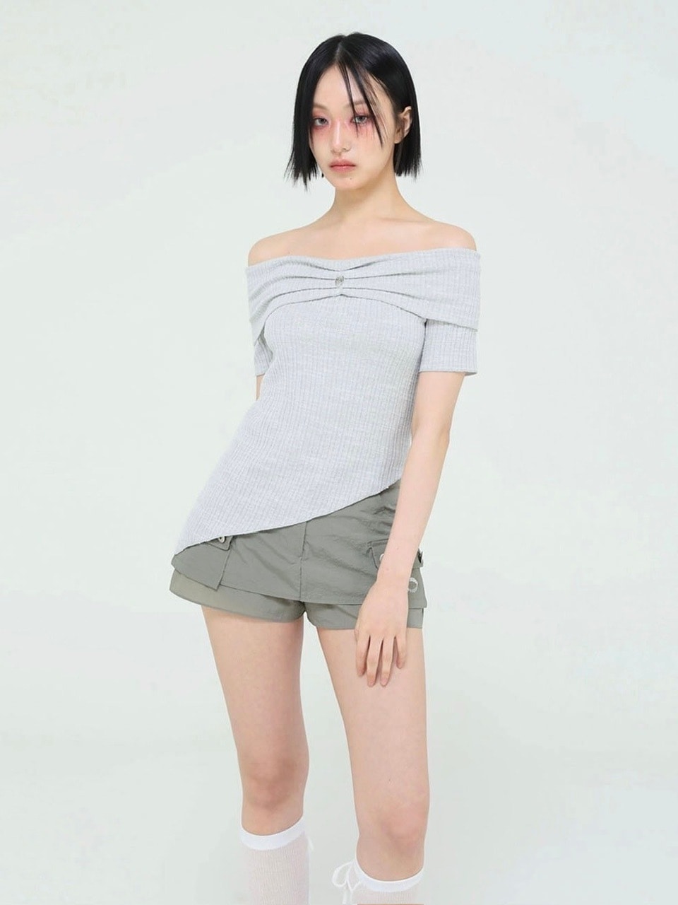 【Uglyshadow】UNBALANCED KNIT OFF SHOULDER