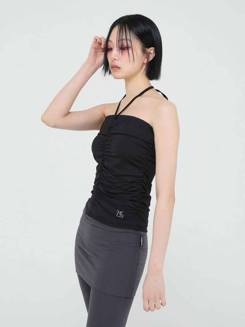 【Uglyshadow】BEADS SHIRRING TOP