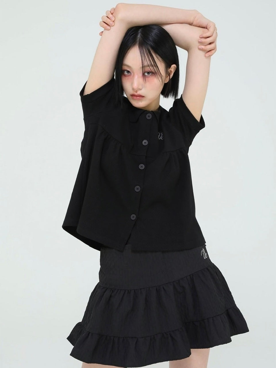 【Uglyshadow】BEADS CANCAN FLARE SKIRT
