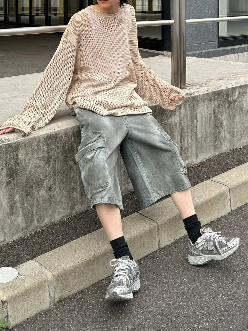 【Chikashitsu +】oversized net summer knit (3color)