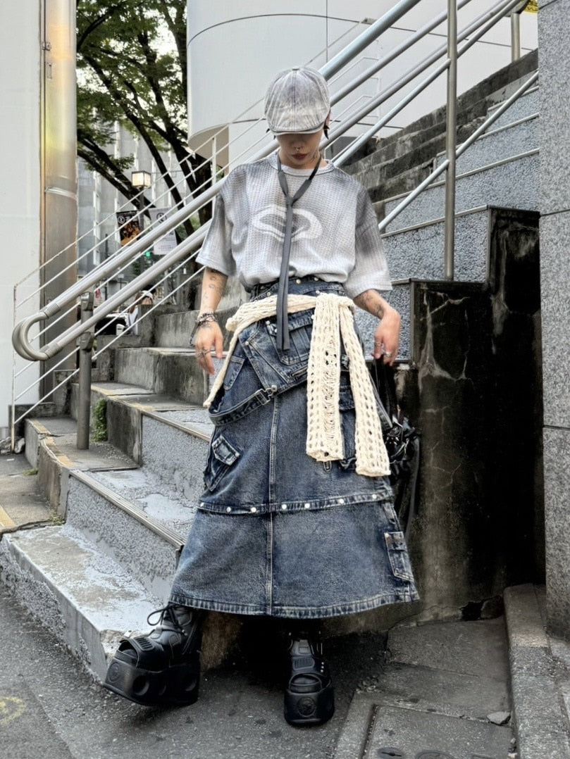 受注制【Never mind the XU】washing waffle tee (3color)