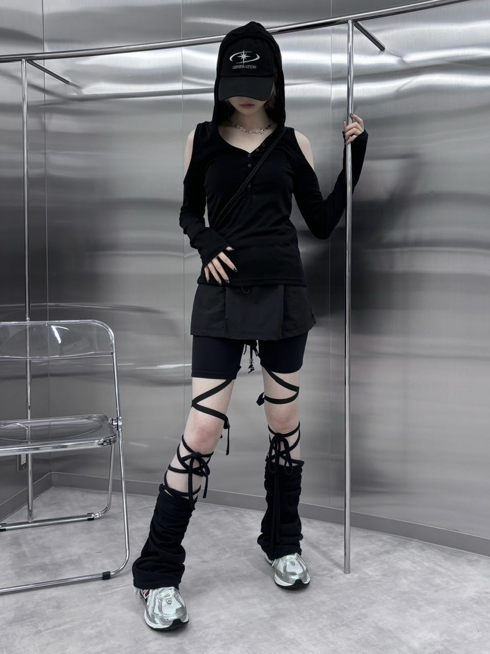 【nmtc +】shoulder slit hooded long sleeve tee (3color)
