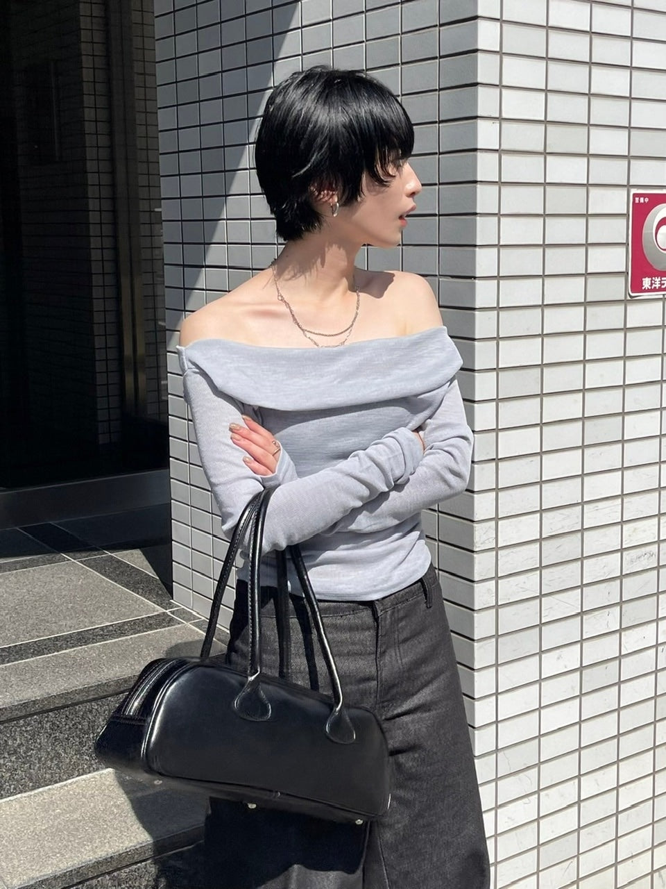 受注制【oaks】see-through back ribbon long sleeve (3color)