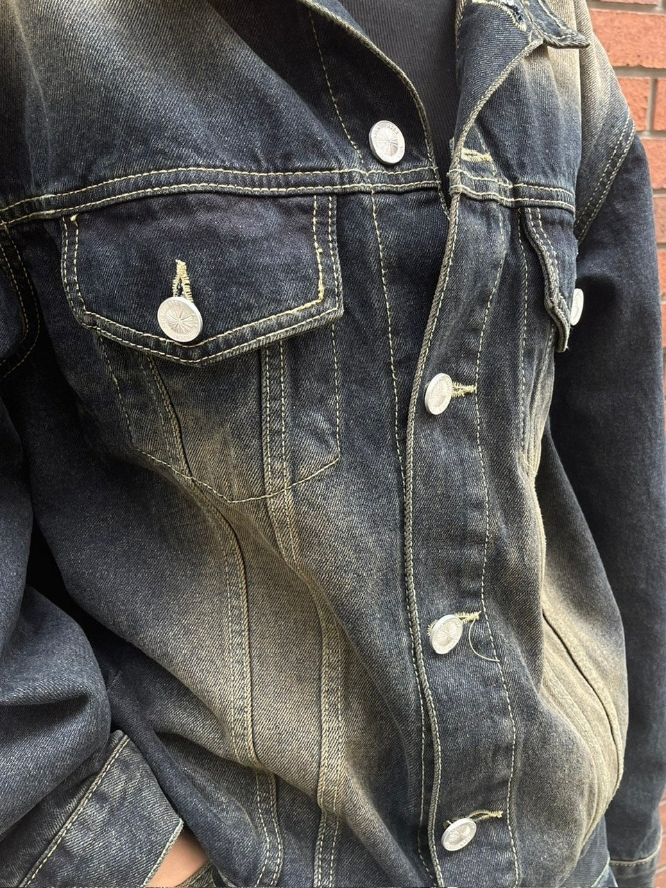 受注制【Chikashitsu +】vintage wash denim jacket 2 (2color)