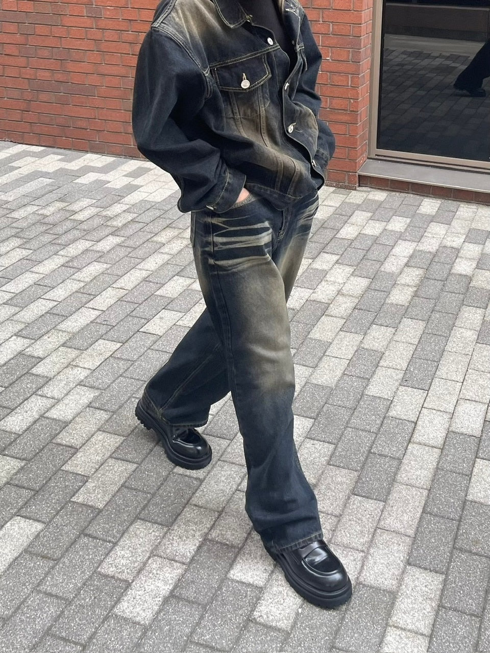 受注制【Chikashitsu +】vintage wash straight denim pants (2color) / 【チカシツプラス】ヴィンテージウォッシュストレートデニムパンツ