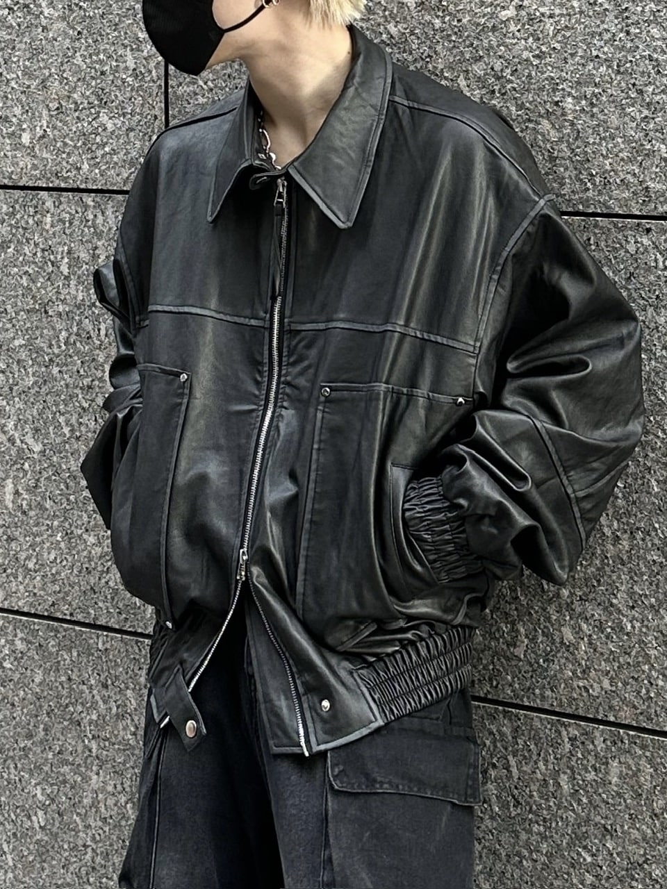 大阪店WEB限定受注制【Chikashitsu +】washing vegan leather jacket (2color)