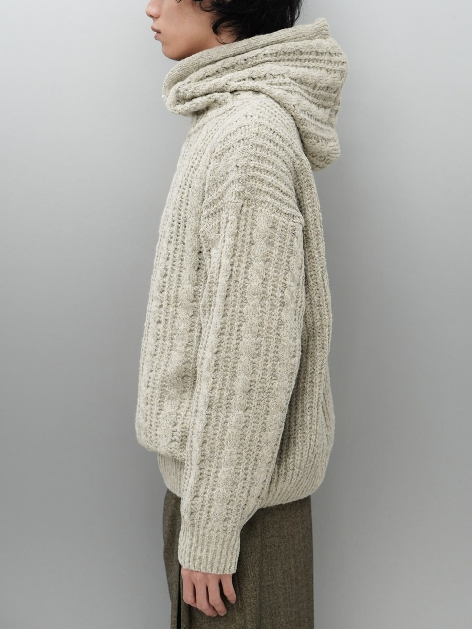 東京店WEB限定受注制【Chikashitsu +】balaclava half zip knit hoodie (3color)